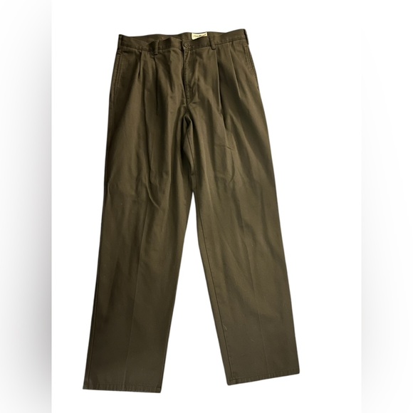 Eddie Bauer Green/Brown Chinos with Relaxed Fit - Picture 1 of 3